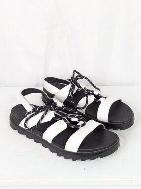 Sorel Roaming Lace Up White Leather Strappy Sandals - Size 10.5